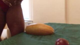 Fbb crushing fruit with her Thighs