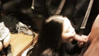 Asian dressing room blowjob