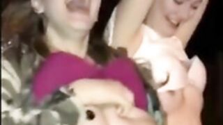 lesbians suck titties and then flashes during car rise