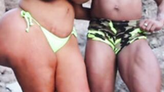 allegra cole and friends showing off on the beach