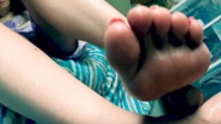Footjob leads to loud explosive orgasm 6