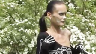 anorexic Denisa in field