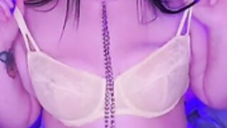 Dumb Slut Tortures Her Tits