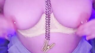 Dumb Slut Tortures Her Tits