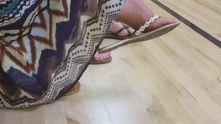 Sexy feet of kids mom at basketball game