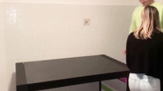 A blonde italian girl having sex in the kitchen
