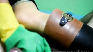 bootjob of leather Mistress