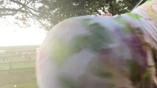 American slut tweaking outdoors