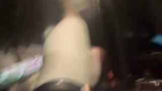 American slut tweaking outdoors