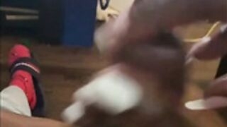 Amazing footjob causes an endless cumshot
