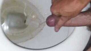 Cumshot into friends toilet