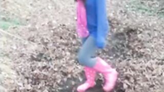 Fridays_Child - Flashing Her Ass Outdoors