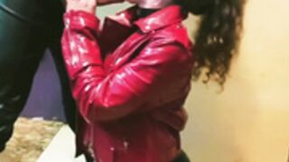 Veronicashine red PVC bloowjob slut
