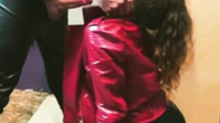Veronicashine red PVC bloowjob slut
