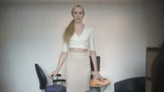 sexy blonde secretary given bare ass spanking