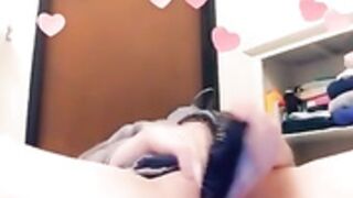 Girl using brush to fuck herself