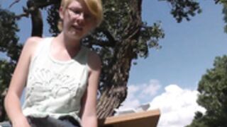 submissiveplz fucks dildo in park