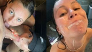 StellaBarey Shower Blowjob 4some