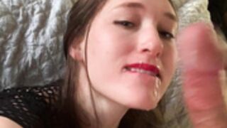 beauty toungue out clothed facial