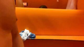 gym dressing romm fuck cum