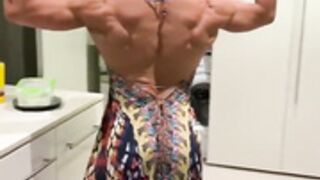 sexy muscle blonde in dress