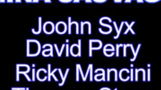 Mina Sauvage -  girl with hairy pussy fucked by 4 men