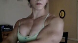 fit lady flexing topless