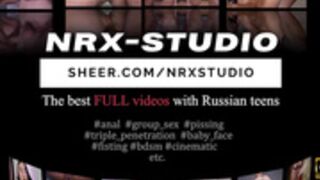 student with cat eyes take a big sausage after college