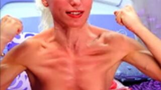 blonde flexing and squeezing veins