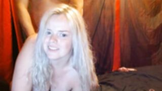 blonde girl getting licked and fucked doggy