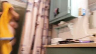 Pandi finishes her shower and gets ready to leave home