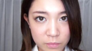 Sexy japanese woman satin gloves masturbation