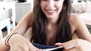 amazing eyes beauty POV BJ facial cum