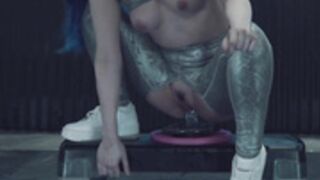 Kati3Kat - blue hair girl training in the gym