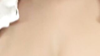 Cute japanese woman in white satin gloves