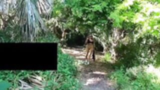 The beachy peach plays on the trail