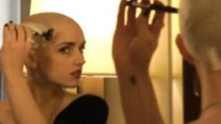 beautiful girl shaves head smooth bald