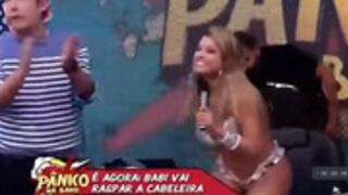 stunning bikini clad Brazilian model head shaved live t