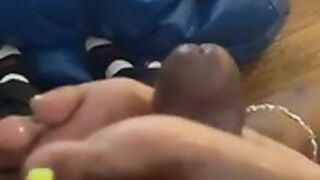 Nice feet make his cum a lot