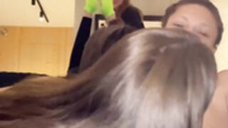 three russian girls sucking a strawberry