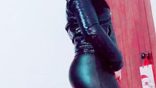 arab girl showing off shiny leggings 2