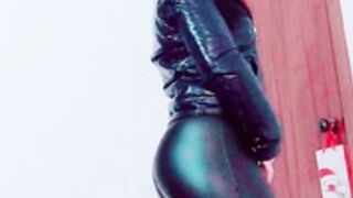 arab girl showing off shiny leggings 2