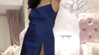 Laracharm sexy dance in blue satin dress
