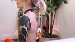 Babyfooji Sucking a wall Dildo