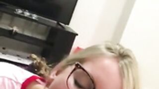 crazy blonde finishing guy off