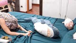 Masha and her masked boyfriend have sex and blowjob