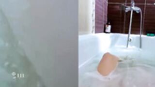 lazy in a bathtub several flashes of tight slit