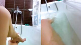 lazy in a bathtub several flashes of tight slit