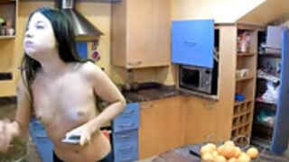 Ilona nude in the kitchen