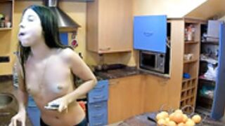 Ilona nude in the kitchen